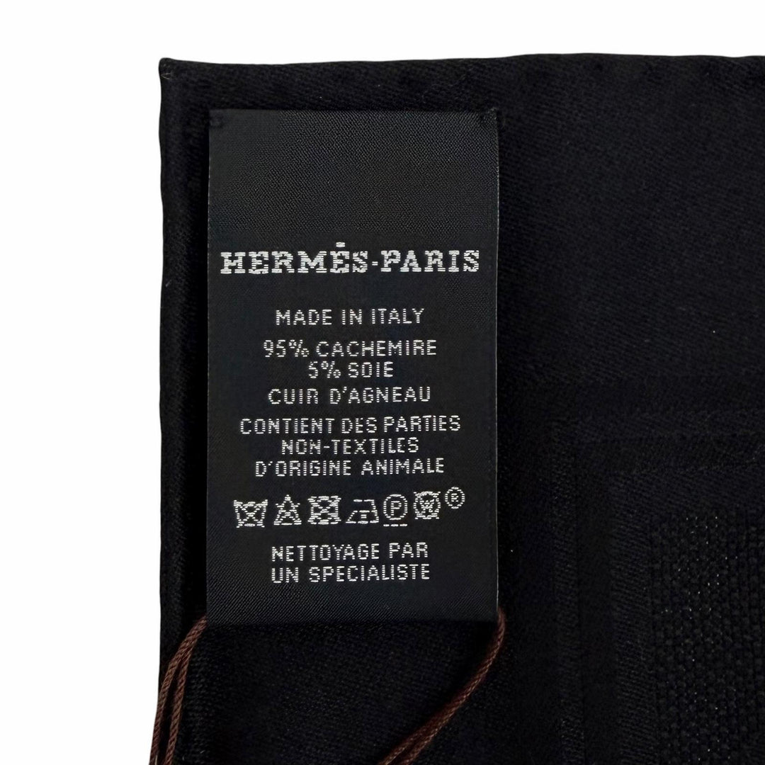 Pristine HERMES scarf J.METZ Les Sangles Suspender Belt black cashmere Women
