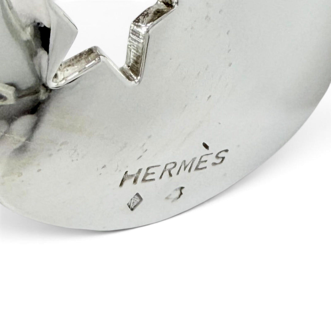 Great HERMES Moon Star Bangle Bracelet Accessory with Cutout Design Silver 925