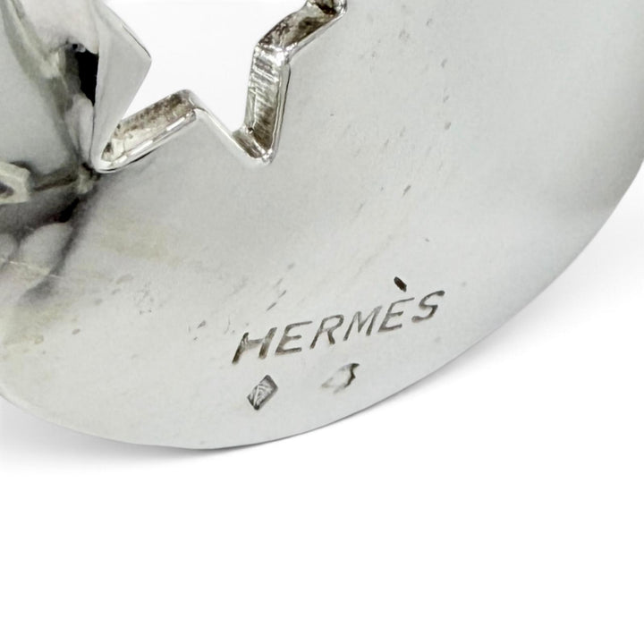 Great HERMES Moon Star Bangle Bracelet Accessory with Cutout Design Silver 925