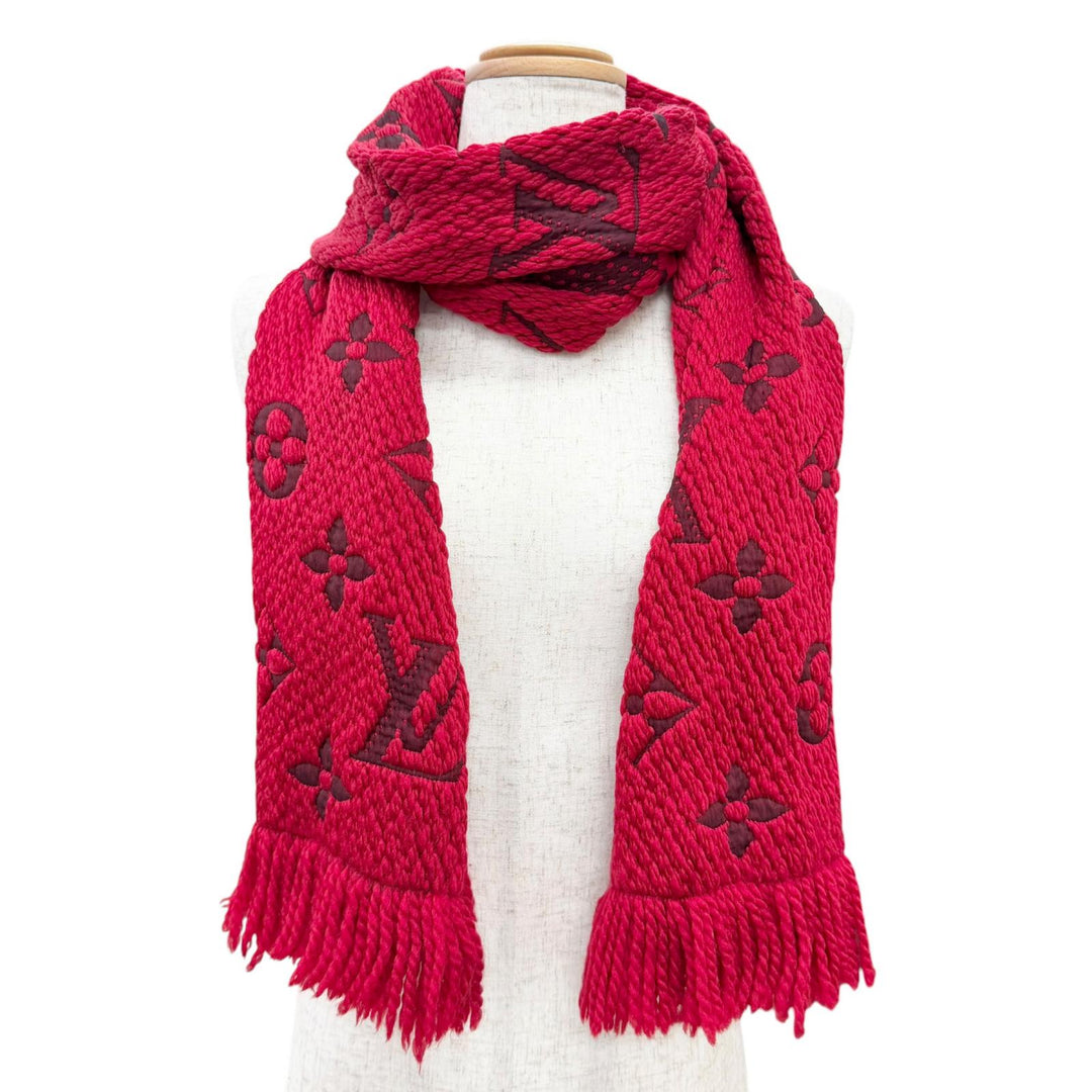 Great LOUIS VUITTON Scarf Escalp Logo Mania Monogram fringe wool Women M72432