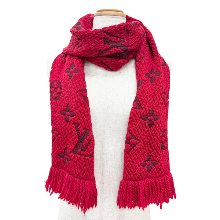 Great LOUIS VUITTON Scarf Escalp Logo Mania Monogram fringe wool Women M72432