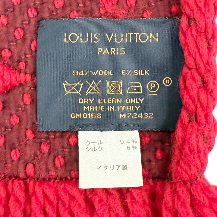 Great LOUIS VUITTON Scarf Escalp Logo Mania Monogram fringe wool Women M72432