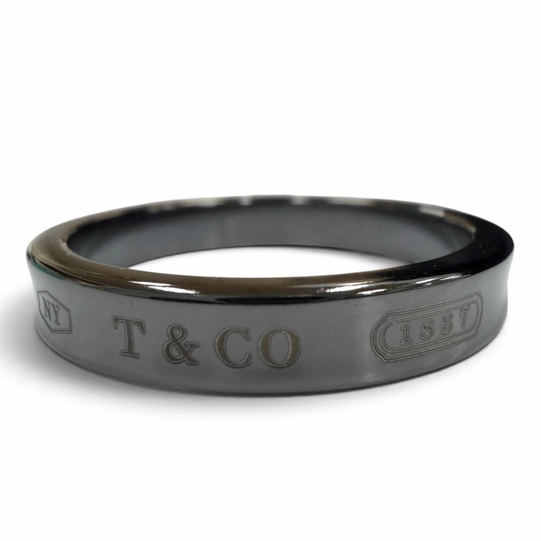 Great TIFFANY&Co. Ring ring 1837 Narrowing black titanium mens