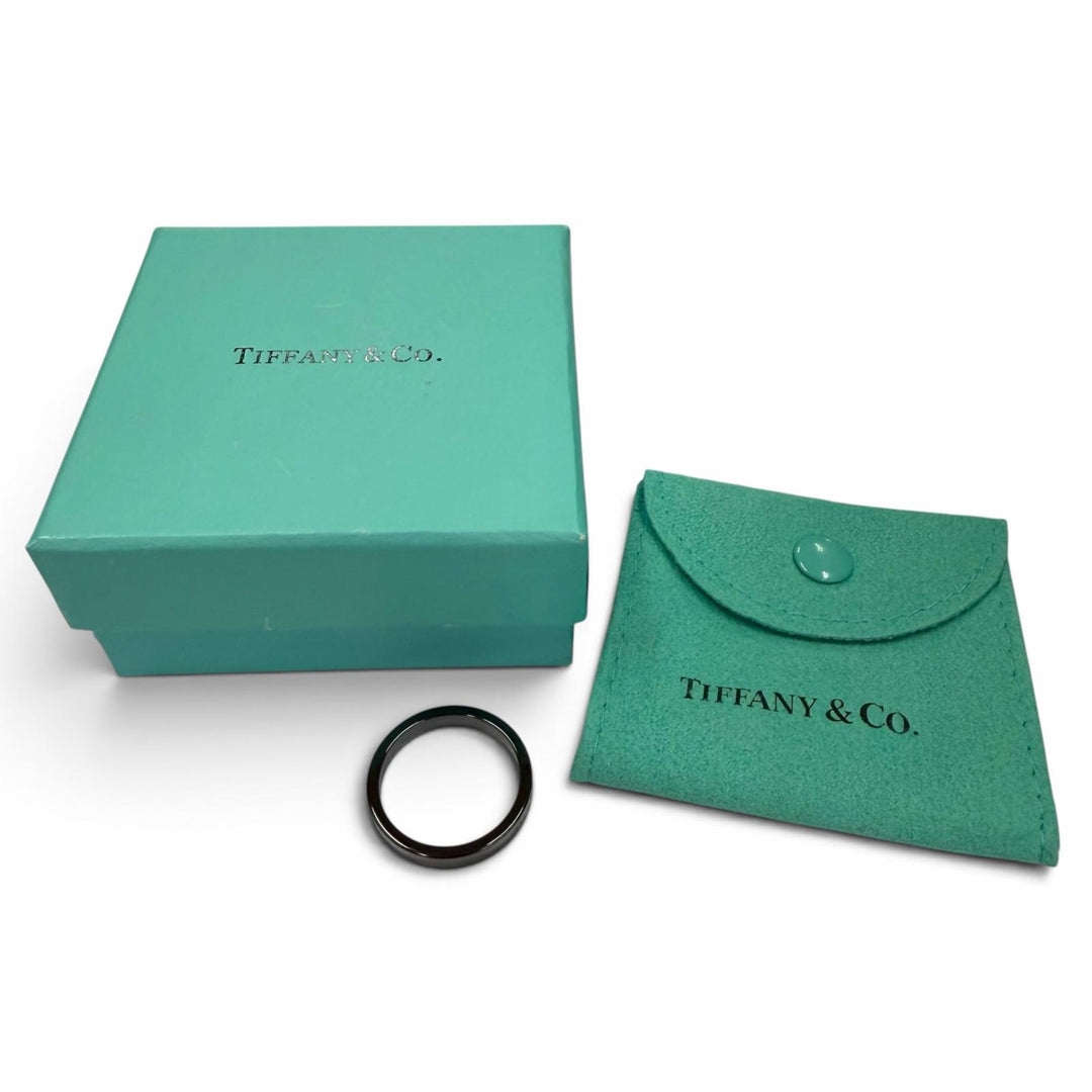 Great TIFFANY&Co. Ring ring 1837 Narrowing black titanium mens