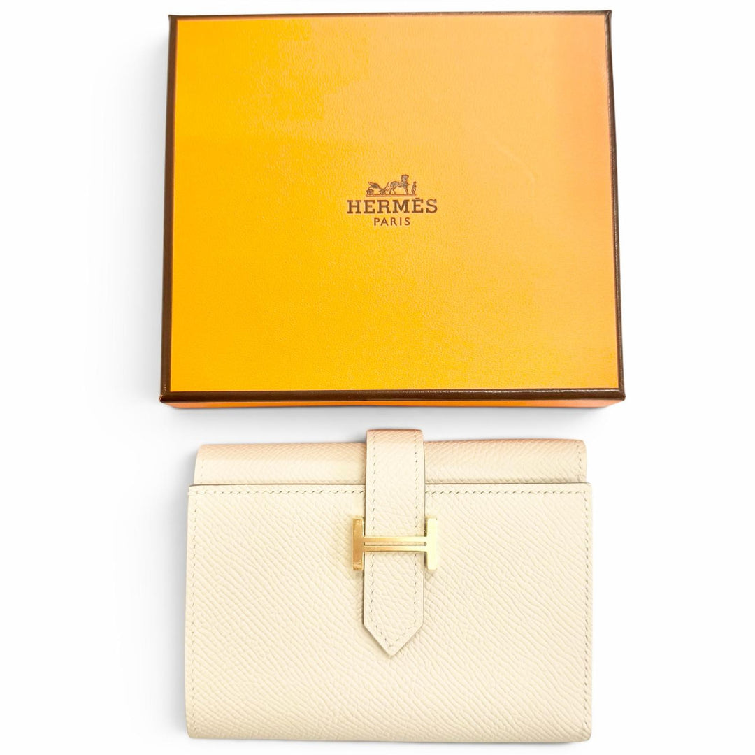 Pristine HERMES Tri-fold wallet Bean Combine Verso Epsom Leather Women