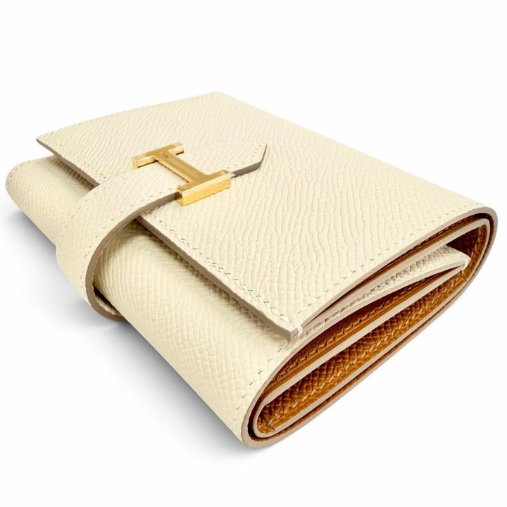 Pristine HERMES Tri-fold wallet Bean Combine Verso Epsom Leather Women