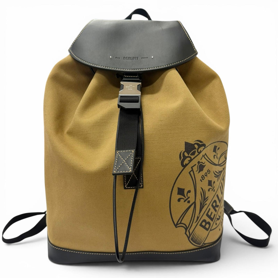 Great BERLUTI Backpack Daypack Lodge Canvas beige canvas mens