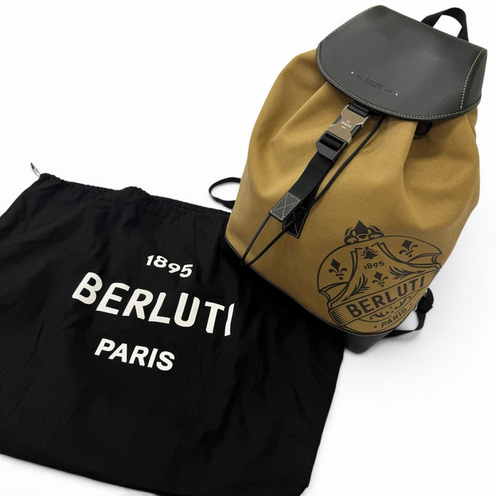 Great BERLUTI Backpack Daypack Lodge Canvas beige canvas mens