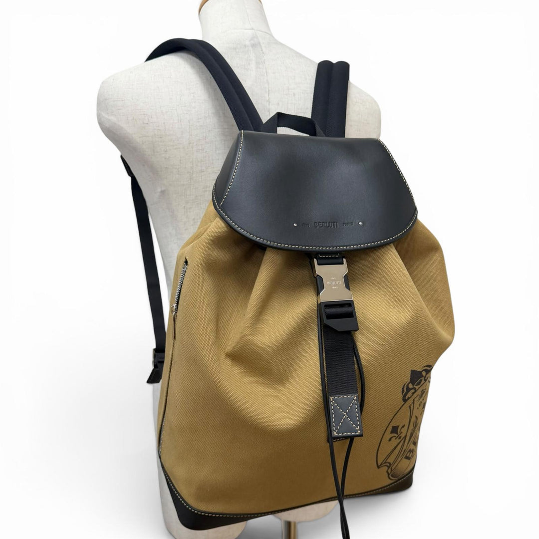 Great BERLUTI Backpack Daypack Lodge Canvas beige canvas mens