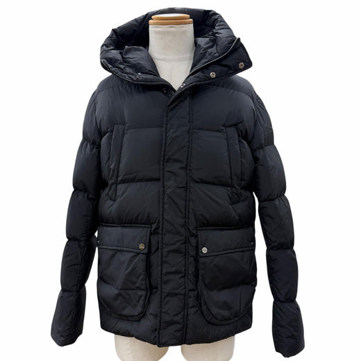 Great Herno Down jacket Hooded double zip-up black Nylon mens 46