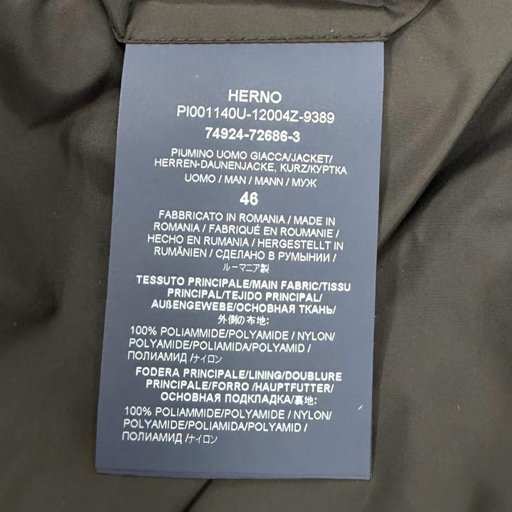 Great Herno Down jacket Hooded double zip-up black Nylon mens 46