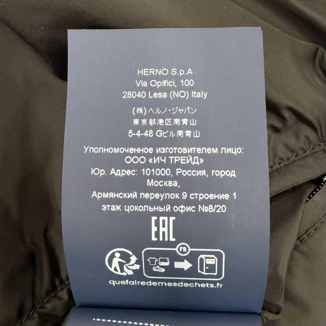 Great Herno Down jacket Hooded double zip-up black Nylon mens 46