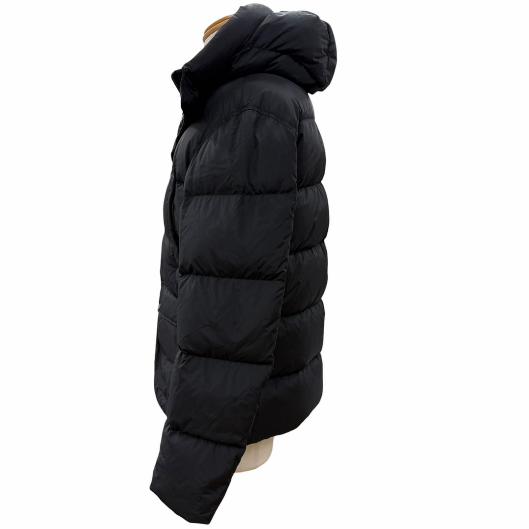 Great Herno Down jacket Hooded double zip-up black Nylon mens 46