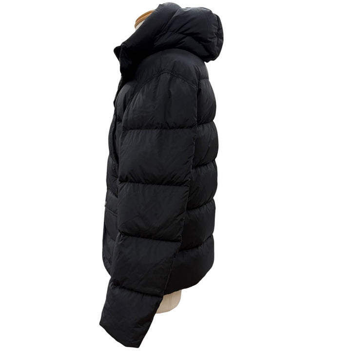 Great Herno Down jacket Hooded double zip-up black Nylon mens 46