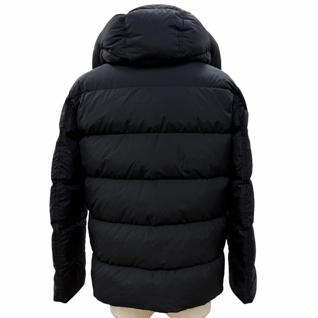 Great Herno Down jacket Hooded double zip-up black Nylon mens 46