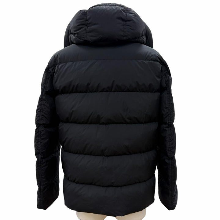 Great Herno Down jacket Hooded double zip-up black Nylon mens 46