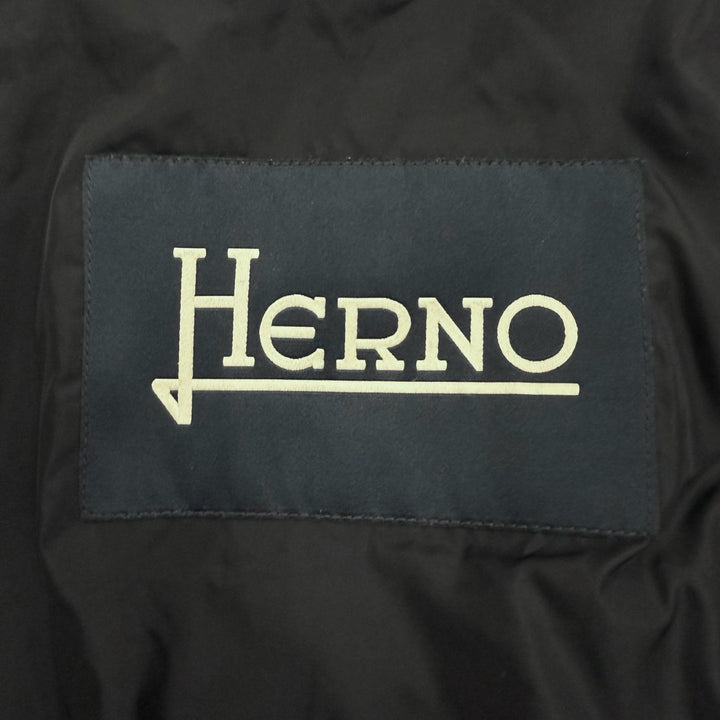 Great Herno Down jacket Hooded double zip-up black Nylon mens 46