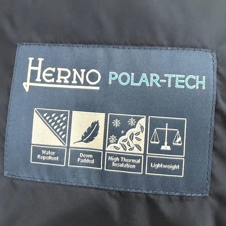 Great Herno Down jacket Hooded double zip-up black Nylon mens 46