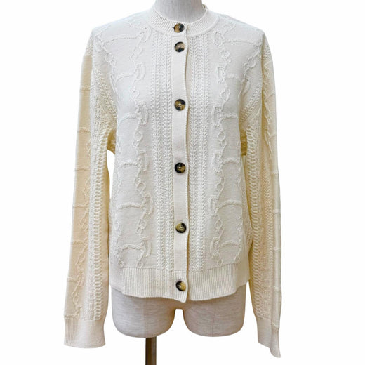 Excellent HERMES cardigan morning walk Ivory wool Women 40 DC2H2707D6