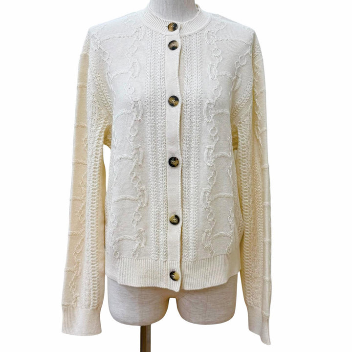 Excellent HERMES cardigan morning walk Ivory wool Women 40 DC2H2707D6