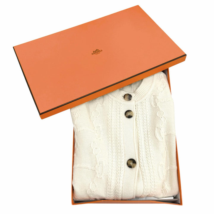 Excellent HERMES cardigan morning walk Ivory wool Women 40 DC2H2707D6