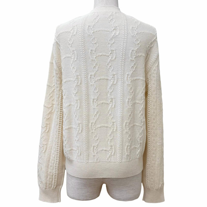 Excellent HERMES cardigan morning walk Ivory wool Women 40 DC2H2707D6