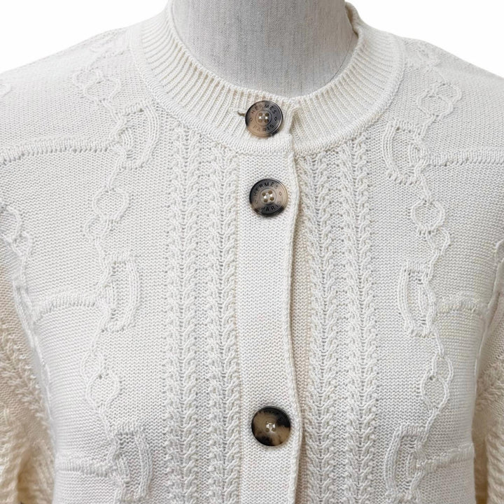 Excellent HERMES cardigan morning walk Ivory wool Women 40 DC2H2707D6