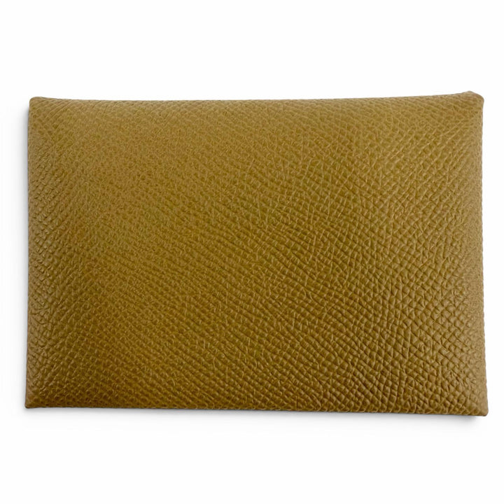 Pristine HERMES Calvi duo Serie Metal Compact Wallet Epsom Leather Women