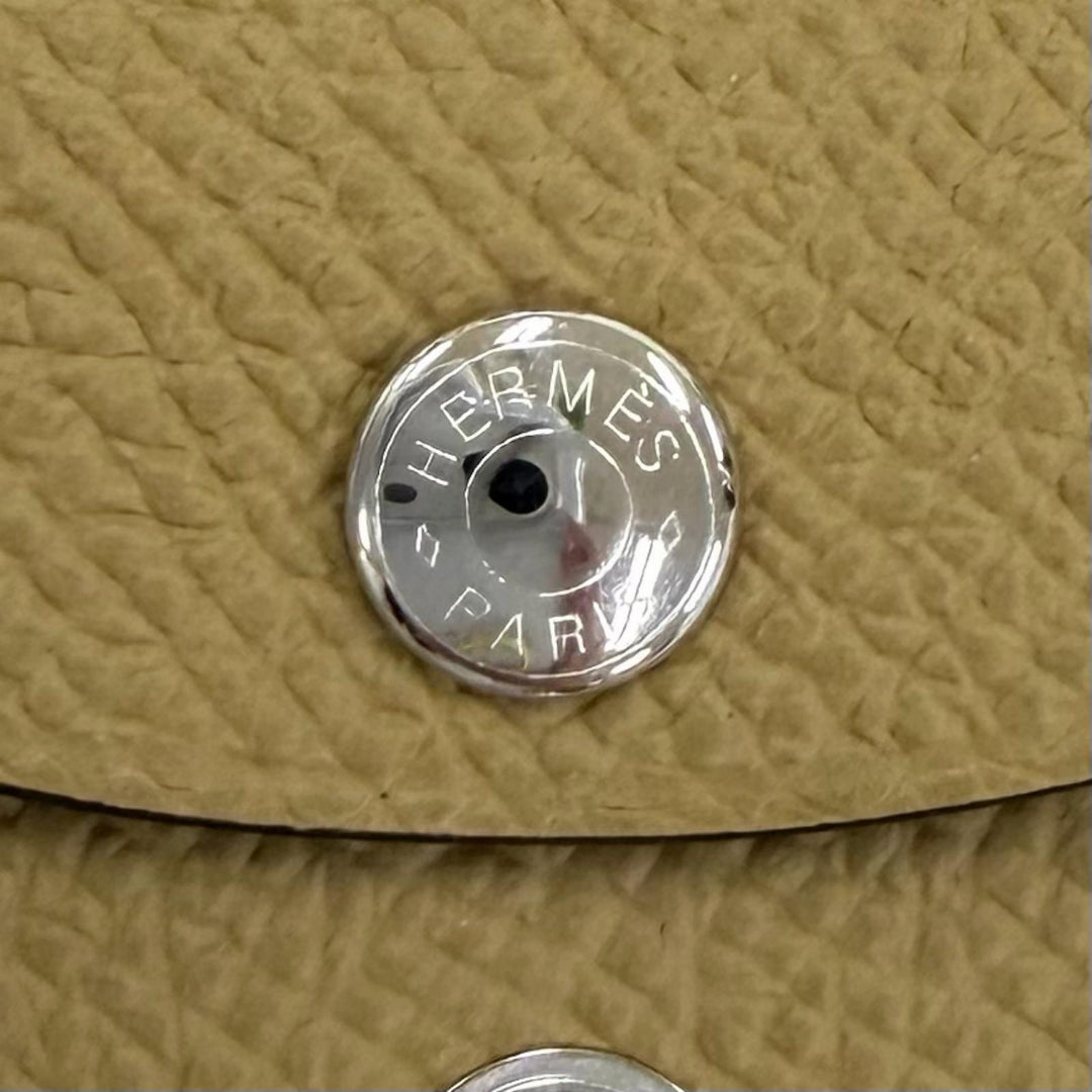 Pristine HERMES Calvi duo Serie Metal Compact Wallet Epsom Leather Women