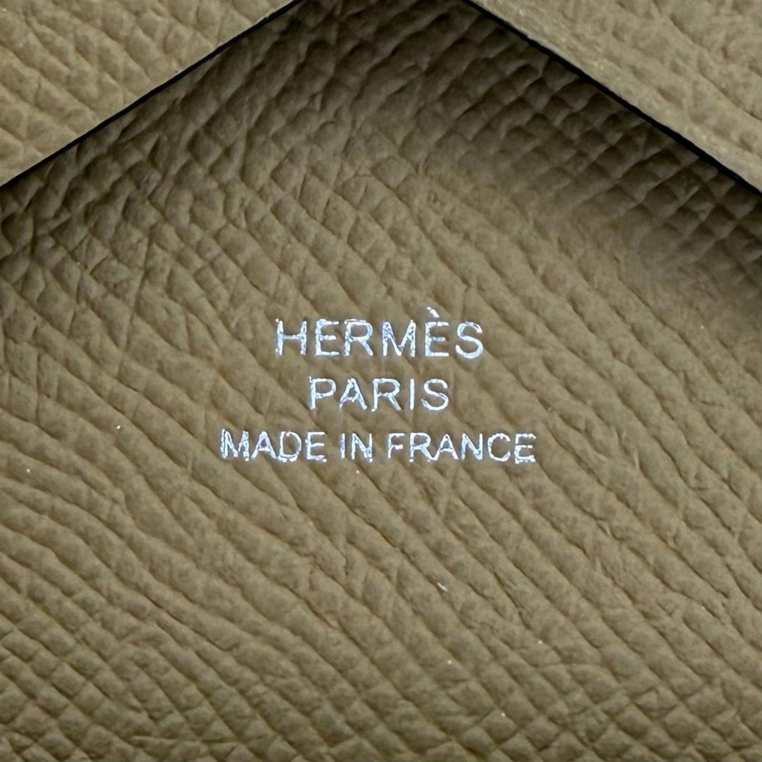 Pristine HERMES Calvi duo Serie Metal Compact Wallet Epsom Leather Women