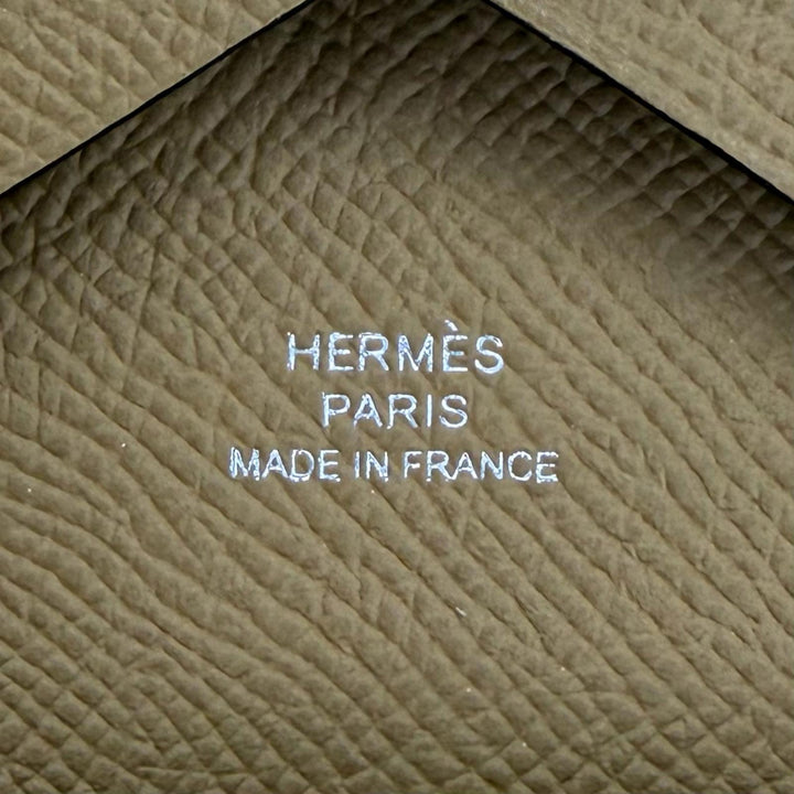 Pristine HERMES Calvi duo Serie Metal Compact Wallet Epsom Leather Women