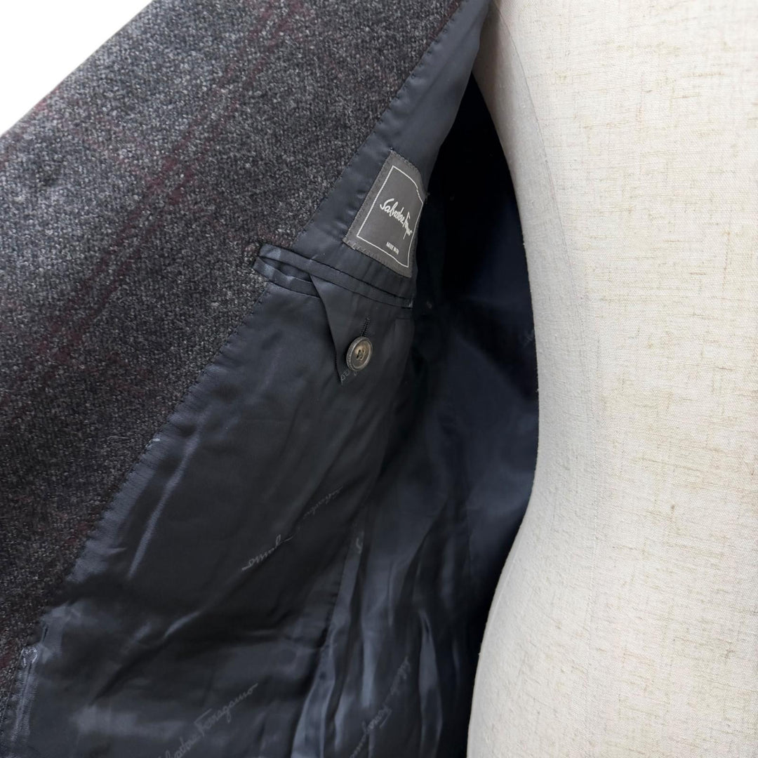 Great Salvatore Ferragamo Chester coat Striped Pattern gray wool