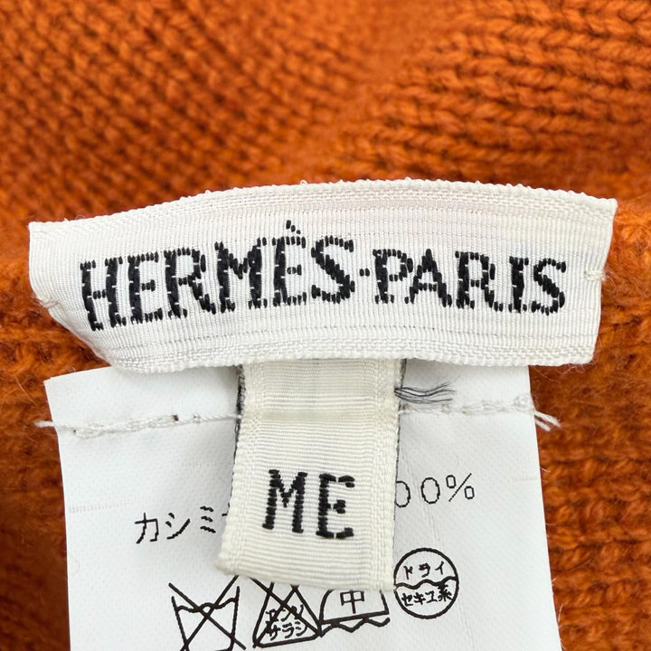 Excellent HERMES Knit cap Orange cashmere Women