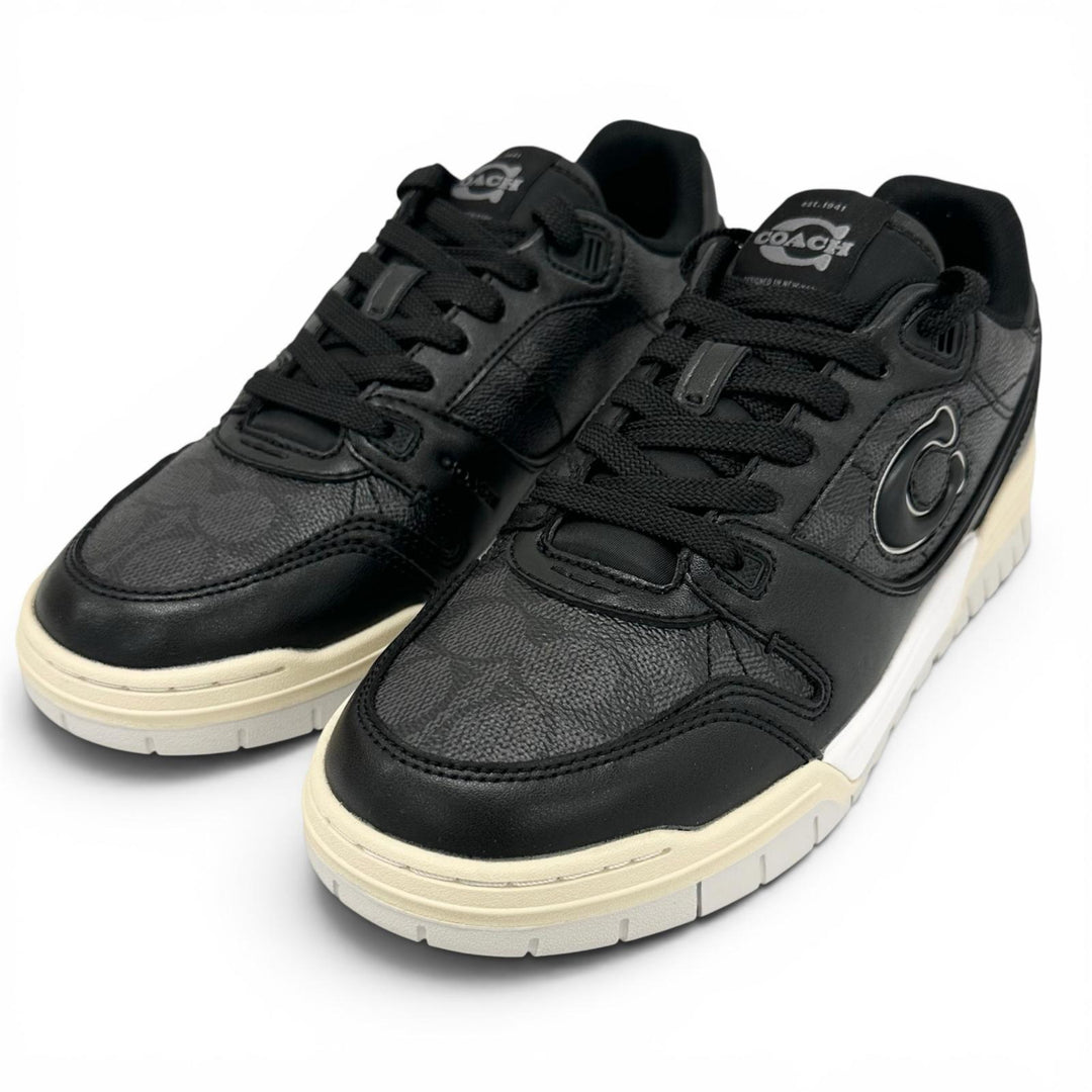 Pristine COACH sneakers SOHO Soho C logo black leather Women 7.5 CCN65