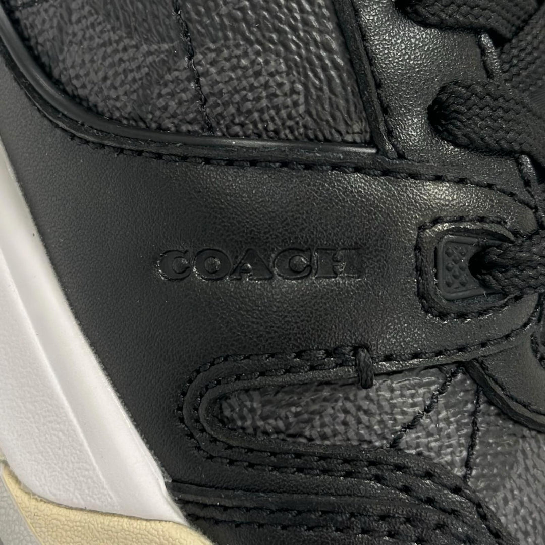 Pristine COACH sneakers SOHO Soho C logo black leather Women 7.5 CCN65