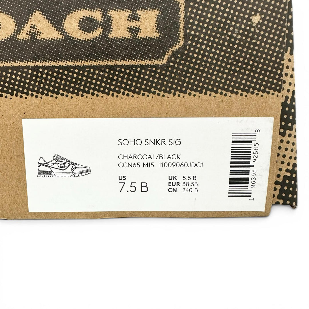Pristine COACH sneakers SOHO Soho C logo black leather Women 7.5 CCN65