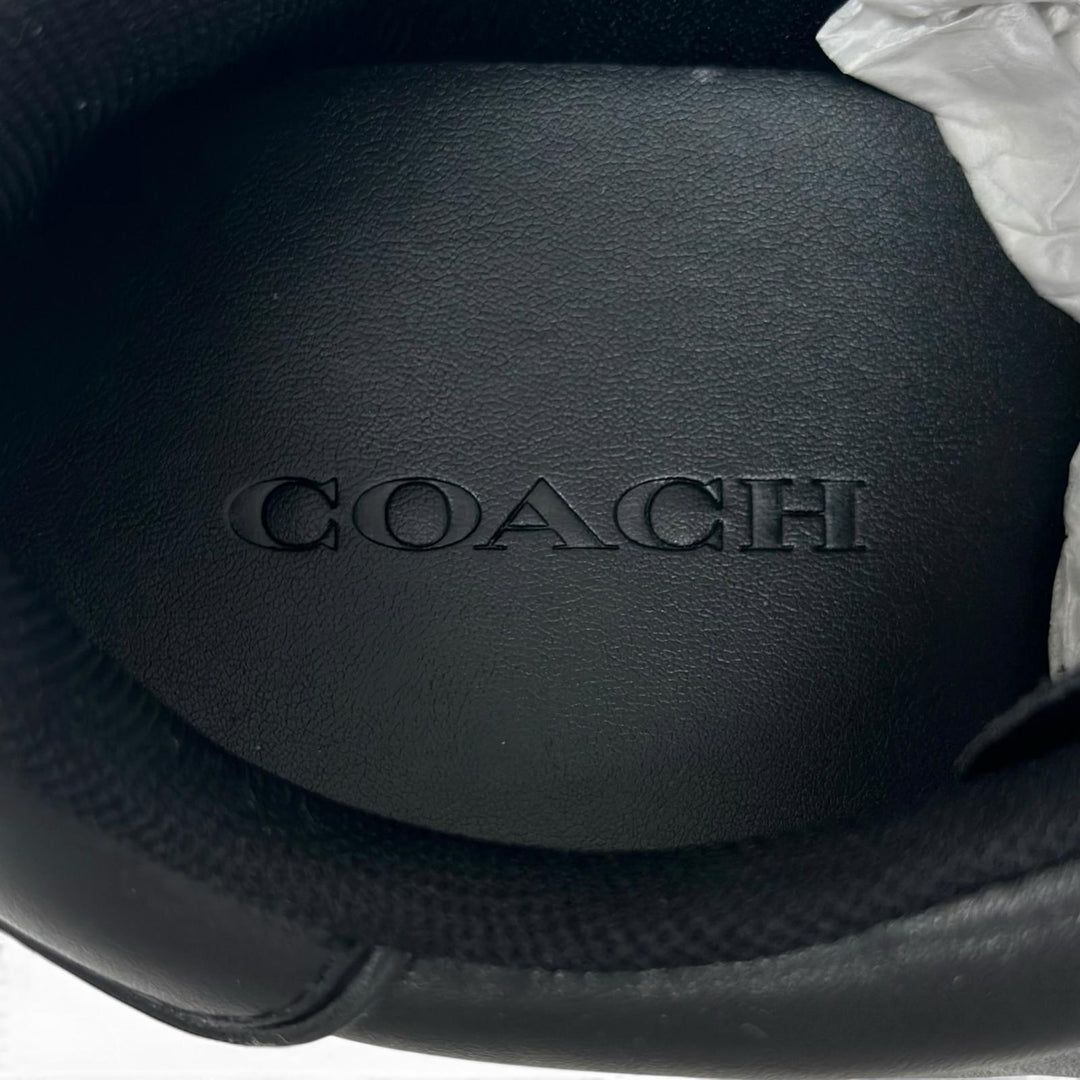 Pristine COACH Low cut sneakers High Line Sneakers black leather mens 9 CX120