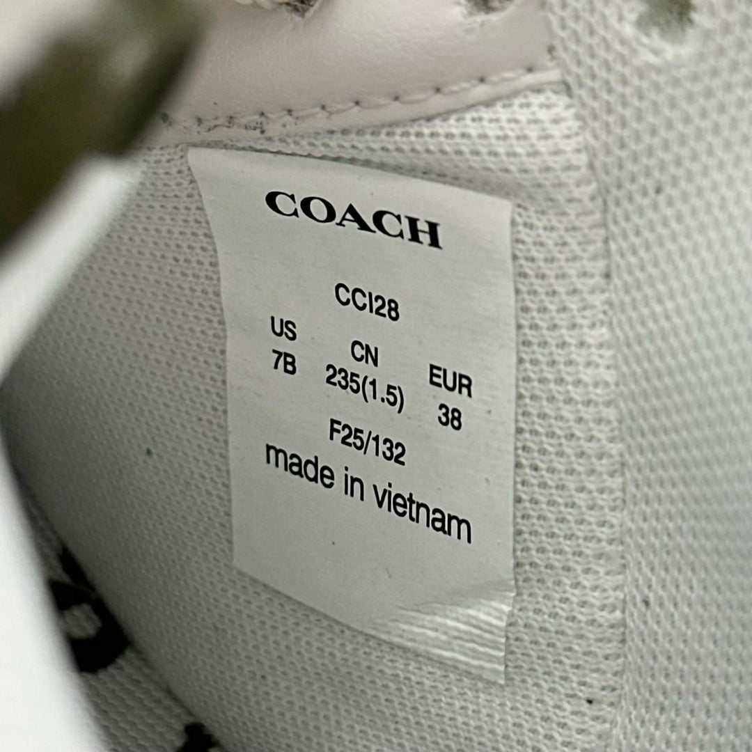 Pristine COACH sneakers SOHO Soho C logo olive leather Women 7 CCI28