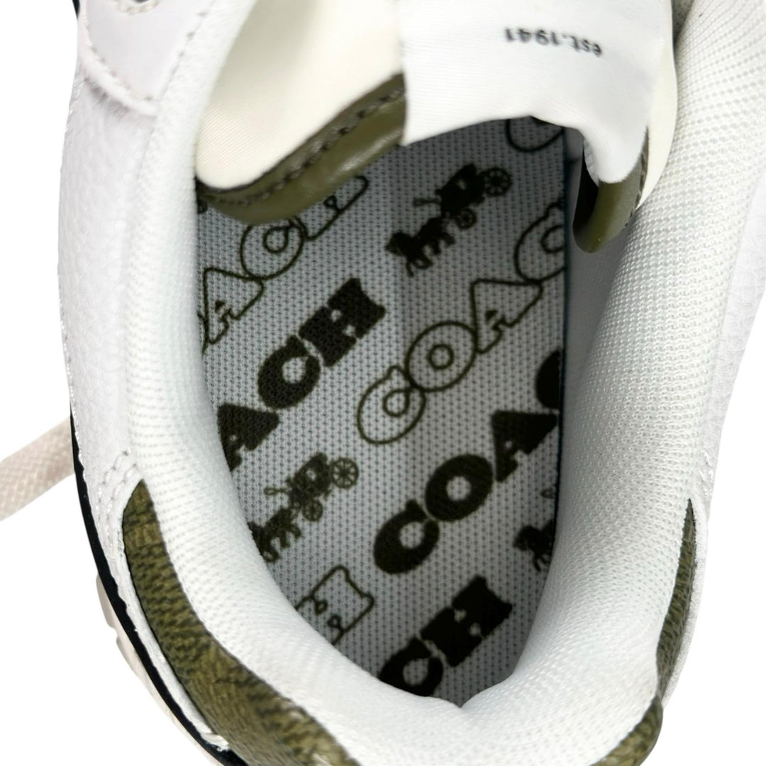 Pristine COACH sneakers SOHO Soho C logo olive leather Women 7 CCI28