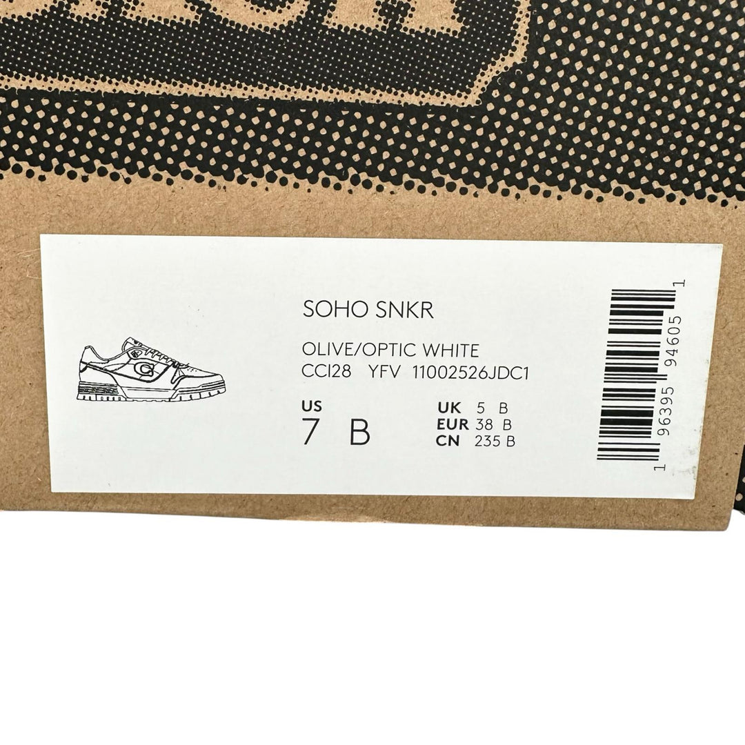 Pristine COACH sneakers SOHO Soho C logo olive leather Women 7 CCI28