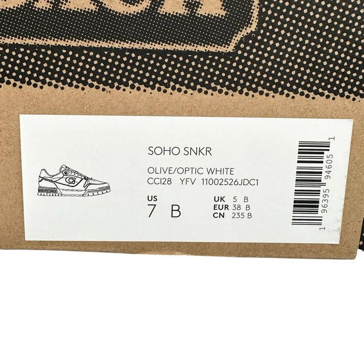 Pristine COACH sneakers SOHO Soho C logo olive leather Women 7 CCI28