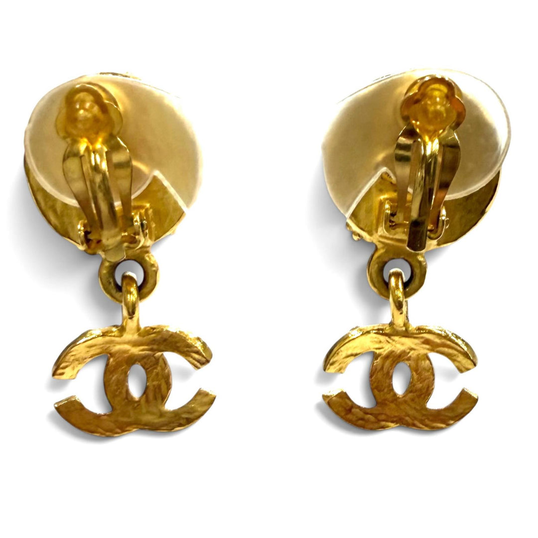 Excellent CHANEL Earring Gripoa COCO Mark Swing green Women 96A