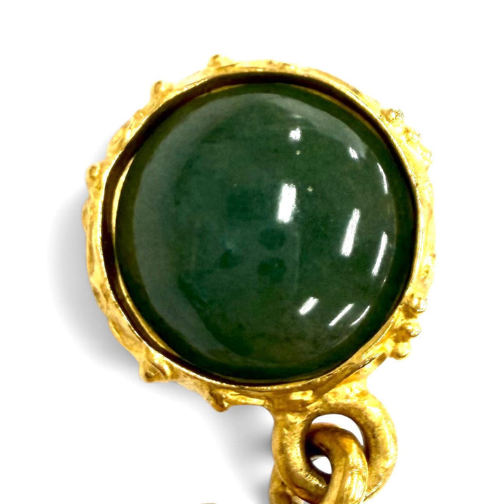 Excellent CHANEL Earring Gripoa COCO Mark Swing green Women 96A