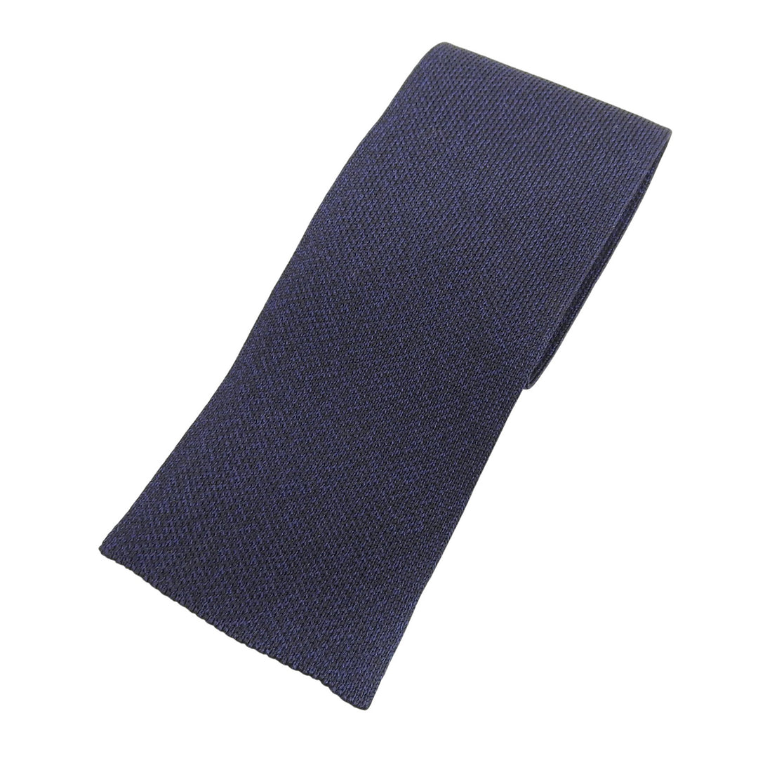 Excellent HERMES tie Silk jacquard knit tie Navy silk
