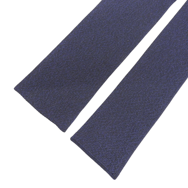 Excellent HERMES tie Silk jacquard knit tie Navy silk