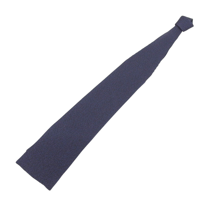 Excellent HERMES tie Silk jacquard knit tie Navy silk