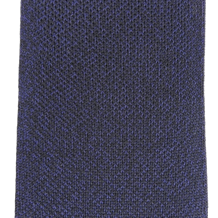 Excellent HERMES tie Silk jacquard knit tie Navy silk