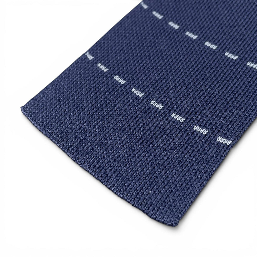 Excellent HERMES tie Border Cross Pattern Knit Tie Reversible Navy silk mens