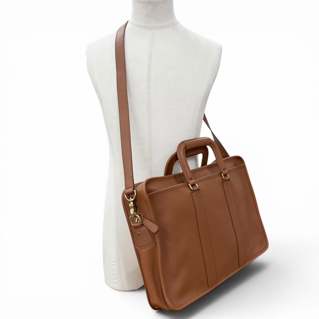Excellent COACH Briefcase Brown Grain leather mens 5296