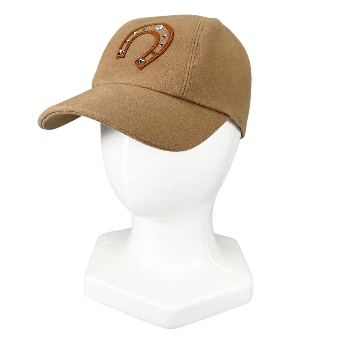 Excellent HERMES cap Davis Luckey Horseshoe Camel cashmere Women 57